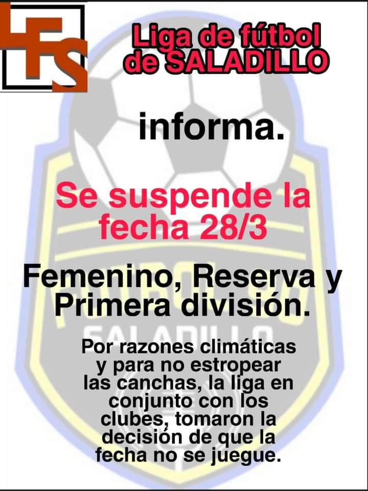 Suspendida la quinta fecha del fútbol