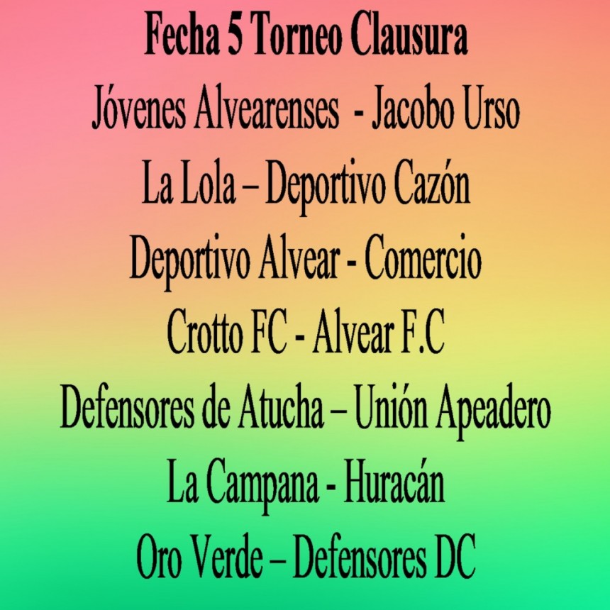 Programa Quinta fecha Torneo Julio Jorge 