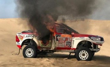 El fuego destruyó el sueño de Alicia Reina en el Dakar 2018