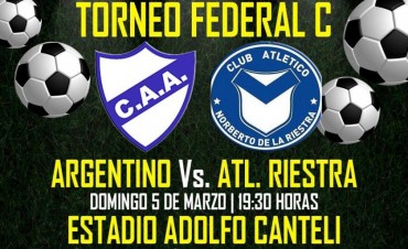Argentino recibe Riestra en el Adolfo Canteli