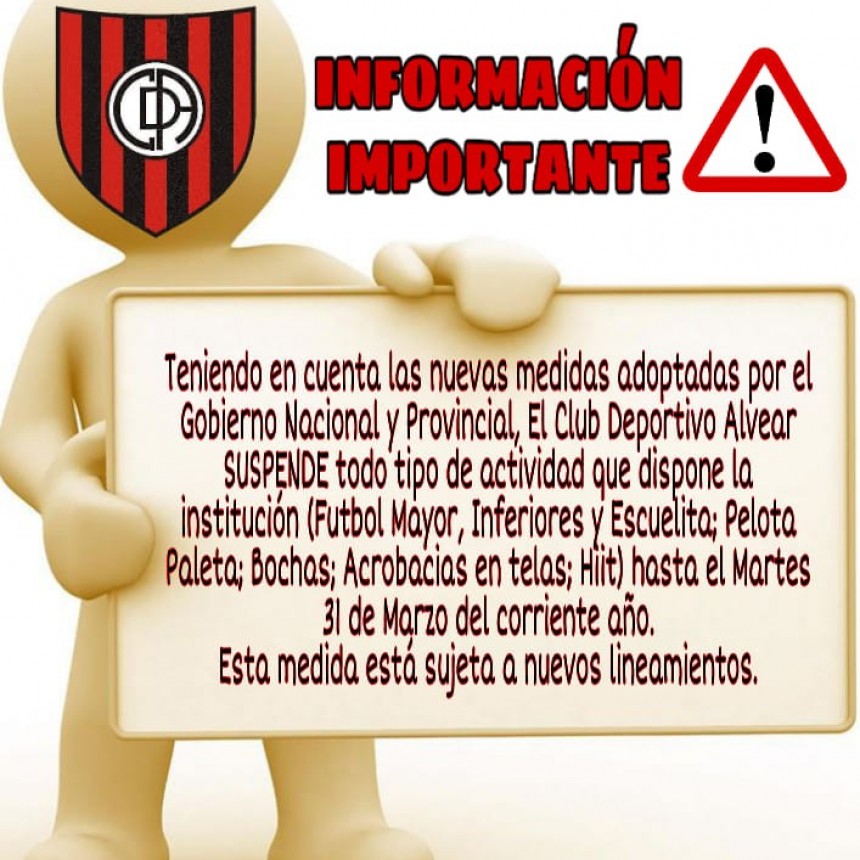 Deportivo Alvear suspende las actividades