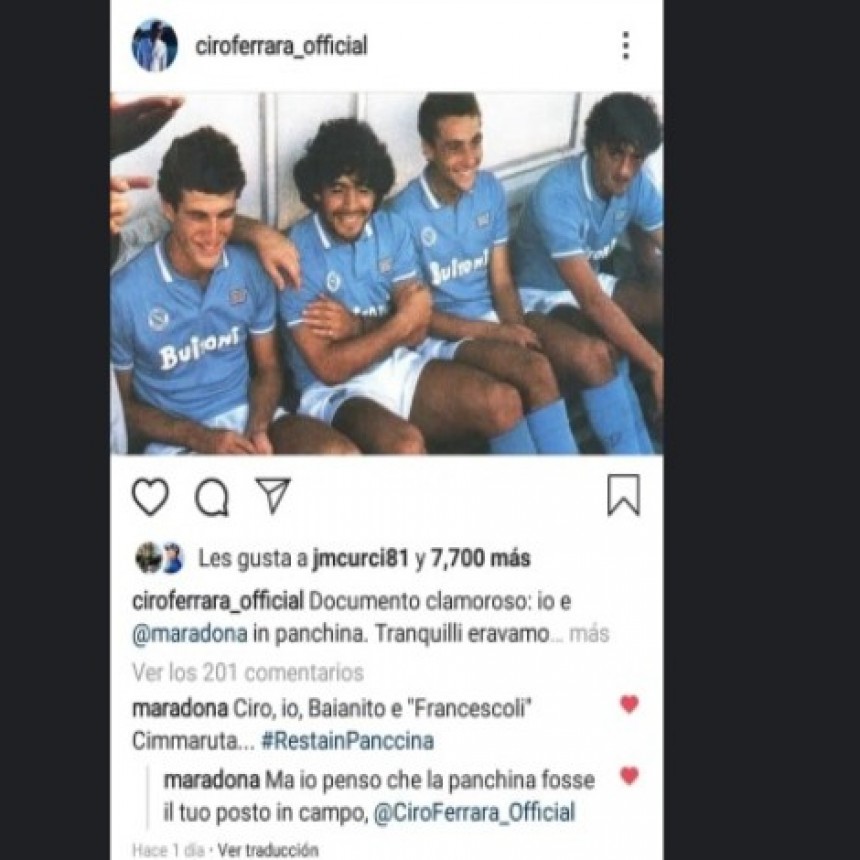 La misteriosa e inédita foto de Maradona en el banco de suplentes del Napoli