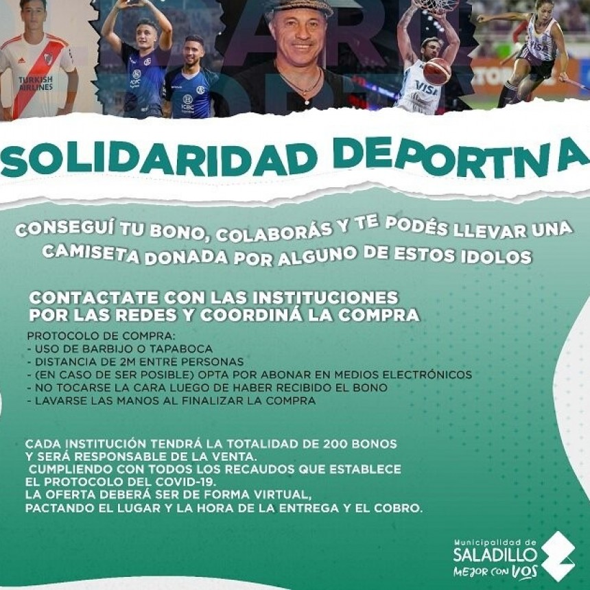 Saladillo: Conseguí tu bono, colaborás y te podés llevar una camiseta donada por alguno de estos ídolos