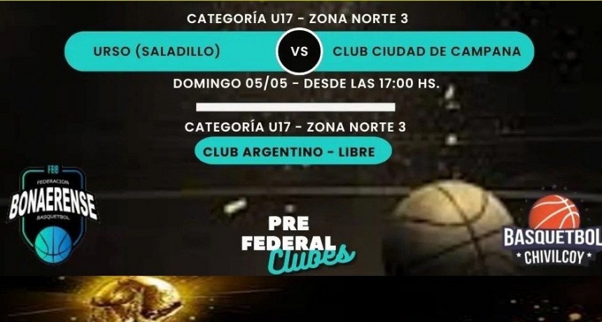 Básquet: Urso recibe este domingo a Ciudad de Campana por el Prefederal Sub17