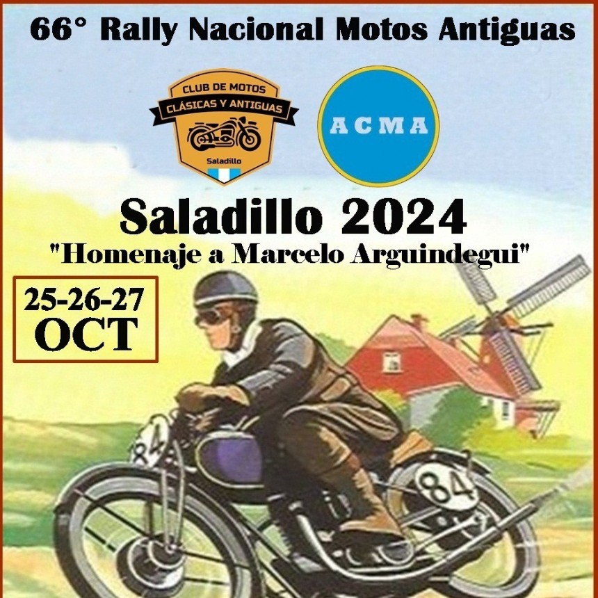 Se realizará el 66° Rally Nacional de Motos Antiguas en Saladillo