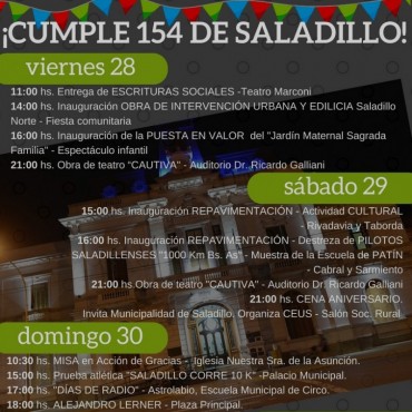 Actos por el 154º aniversario de Saladillo