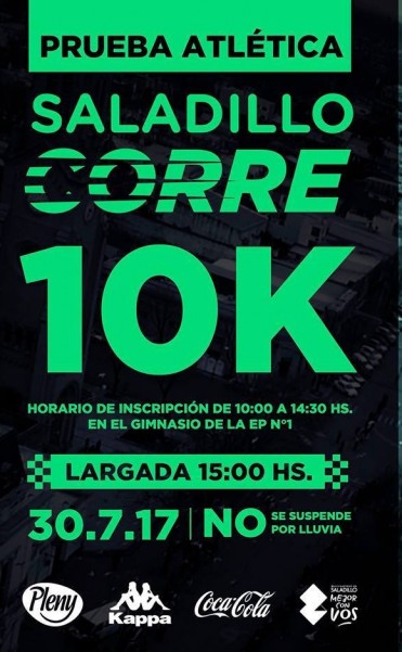 Se corren hoy los 10K 154° Aniversario Ciudad de Saladillo