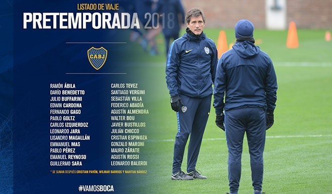 La lista de Boca para ir a Estados Unidos