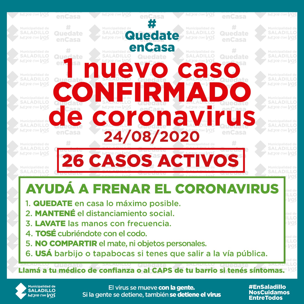 26 casos activos de covid-19 en Saladillo