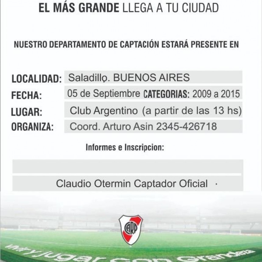 Fútbol: “El más grande llega a Saladillo”