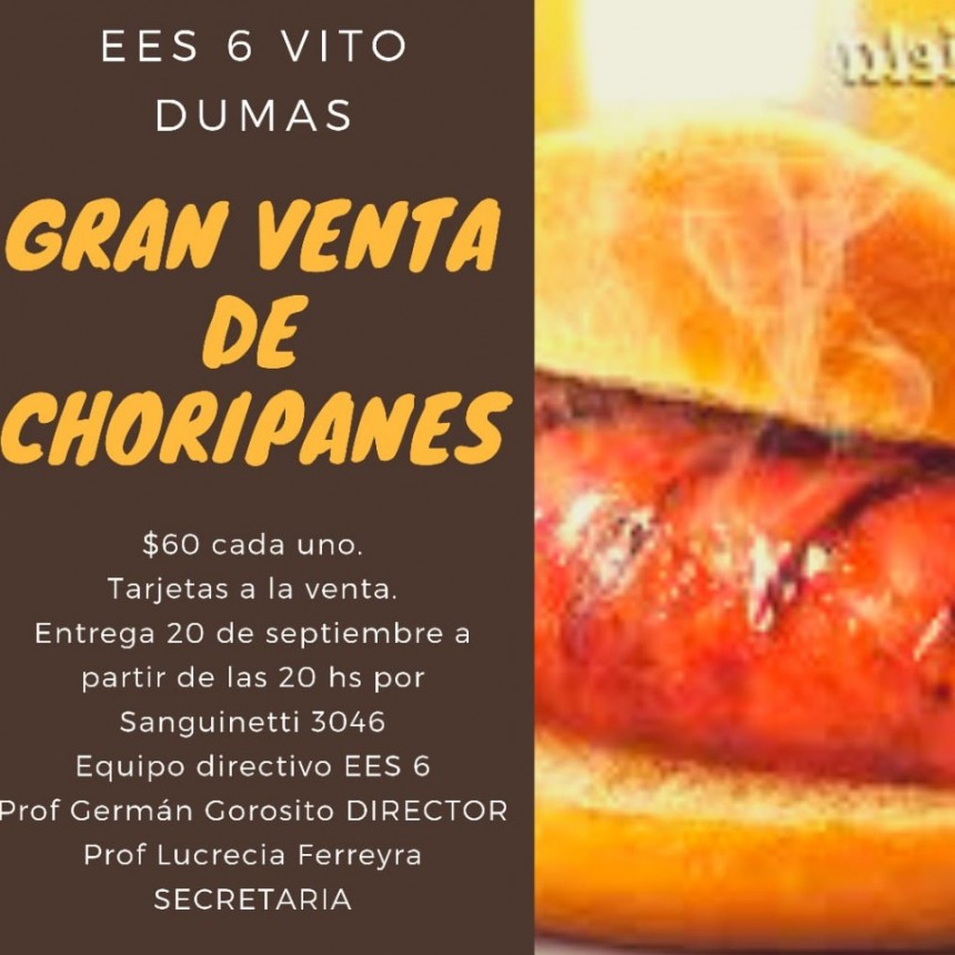 Gran venta de Choripanes en la EES N°6 de Saladillo