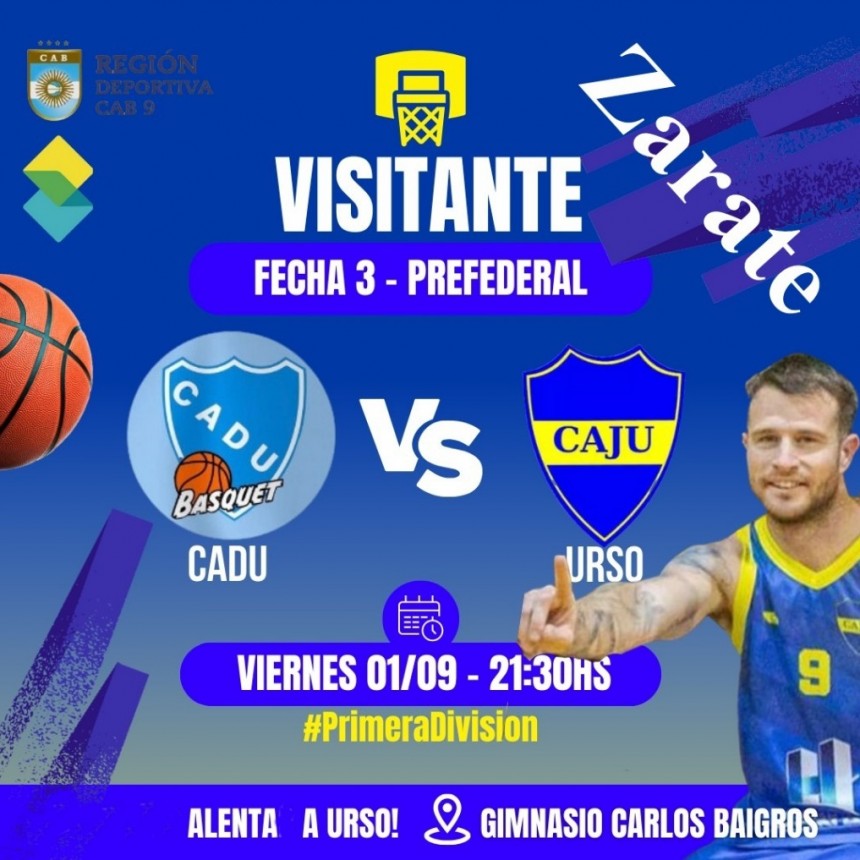 Básquet: Urso juega hoy de visitante por el Prefederal en Zarate 
