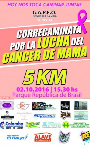 Suspendida: Se realiza este domingo la “Correcaminata por la Lucha contra el Cáncer de Mama”