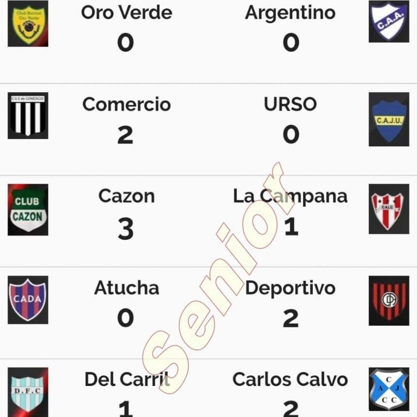 Fútbol: Resultados y Posiciones Senior y Femenino