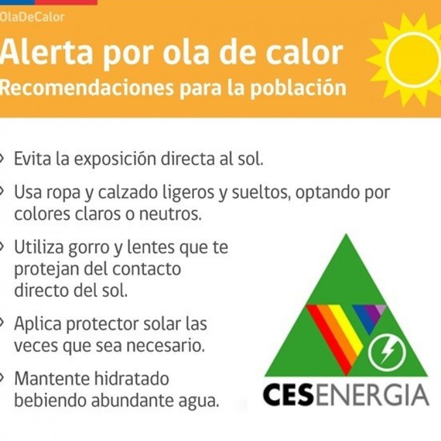 CUIDADOS FRENTE A LA OLA DE CALOR: Estar hidratados, evitar realizar actividad física, no exponerse a las altas temperaturas